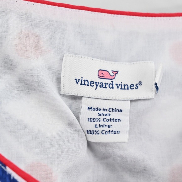 Vineyard Vines Whale Tail Tile Dress Size 14‎ Sleeveless Blue Red Floral Ikat - Picture 7 of 15